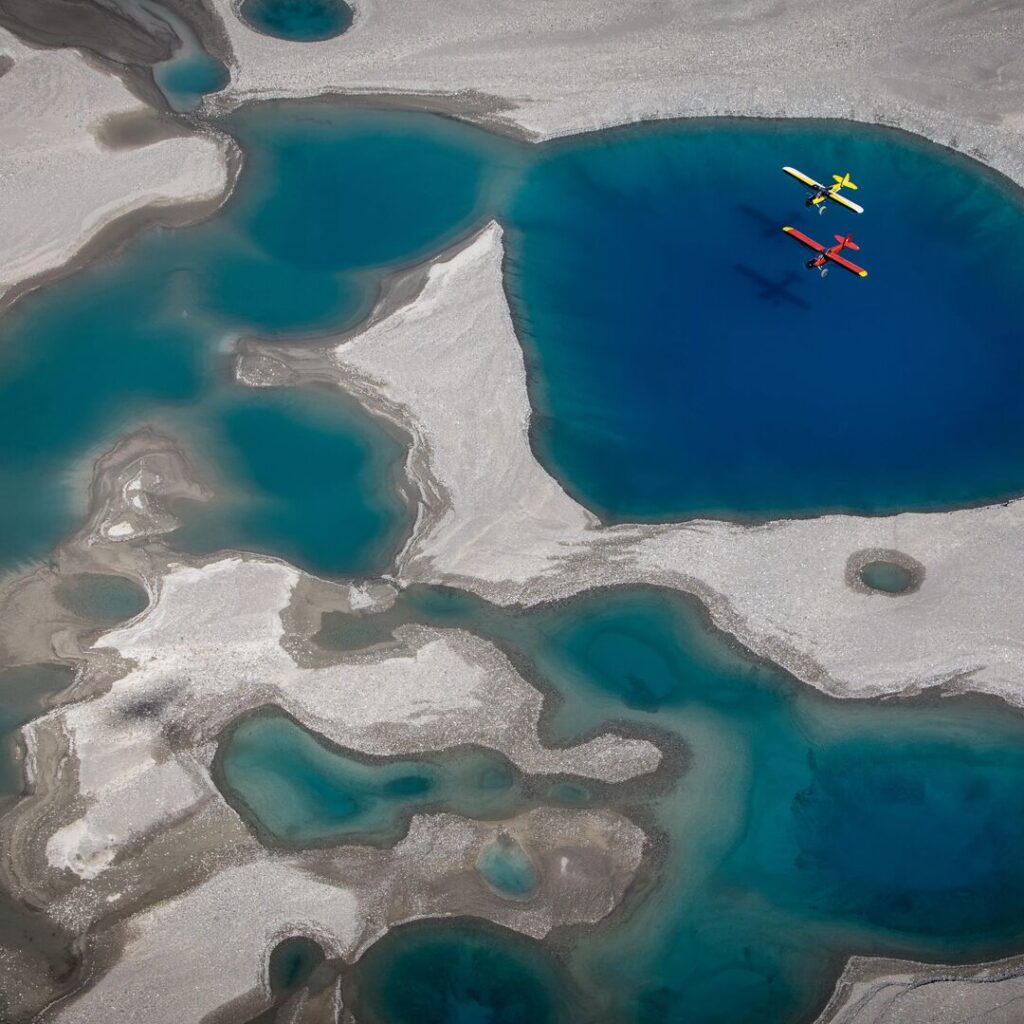Two Super Cubs flying in Alaska