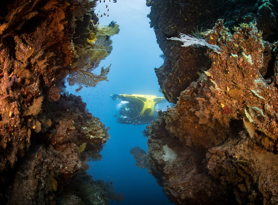 Submersible diving in Fiji