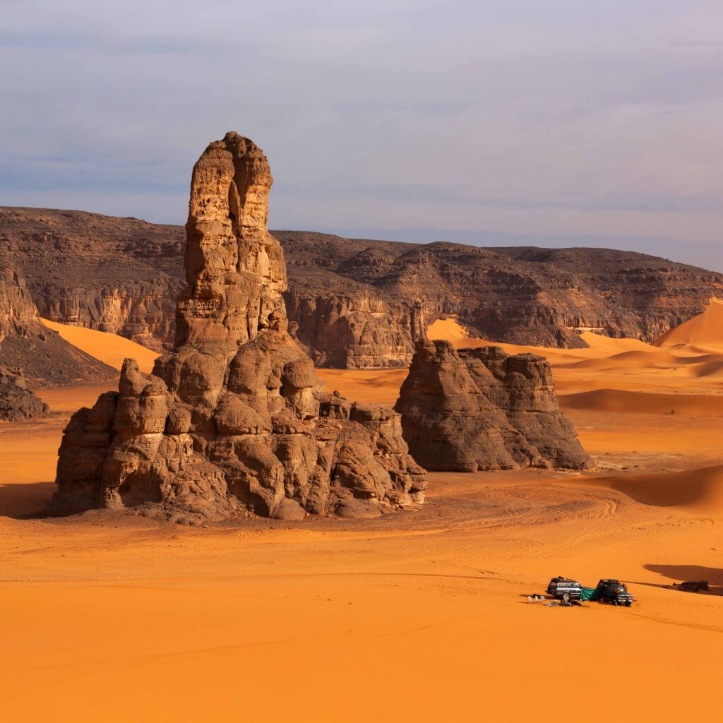 Camping among sandstone formations
