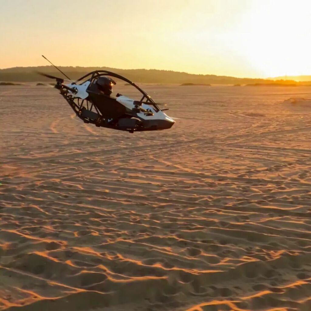 EVTOL flying above desert landscape