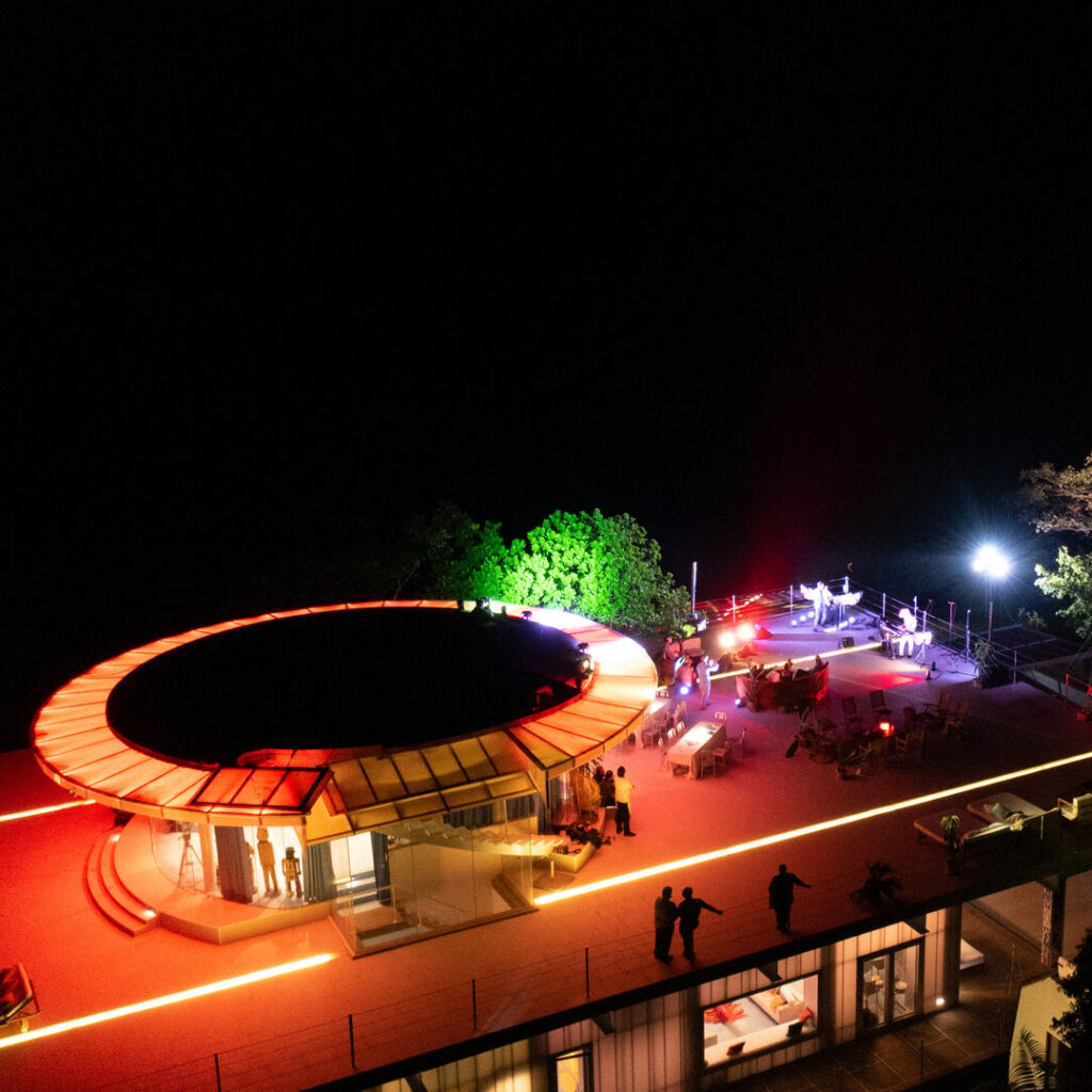 Rooftop party on a private island in Panama