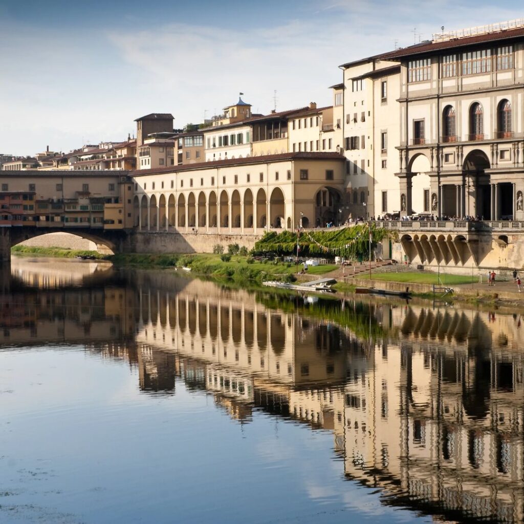 Ponte Vecchio and Uffizi Gallery exterior in Florence