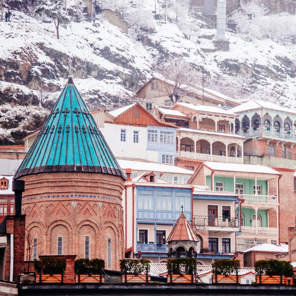 Tbilisi Old town Sololaki in winter