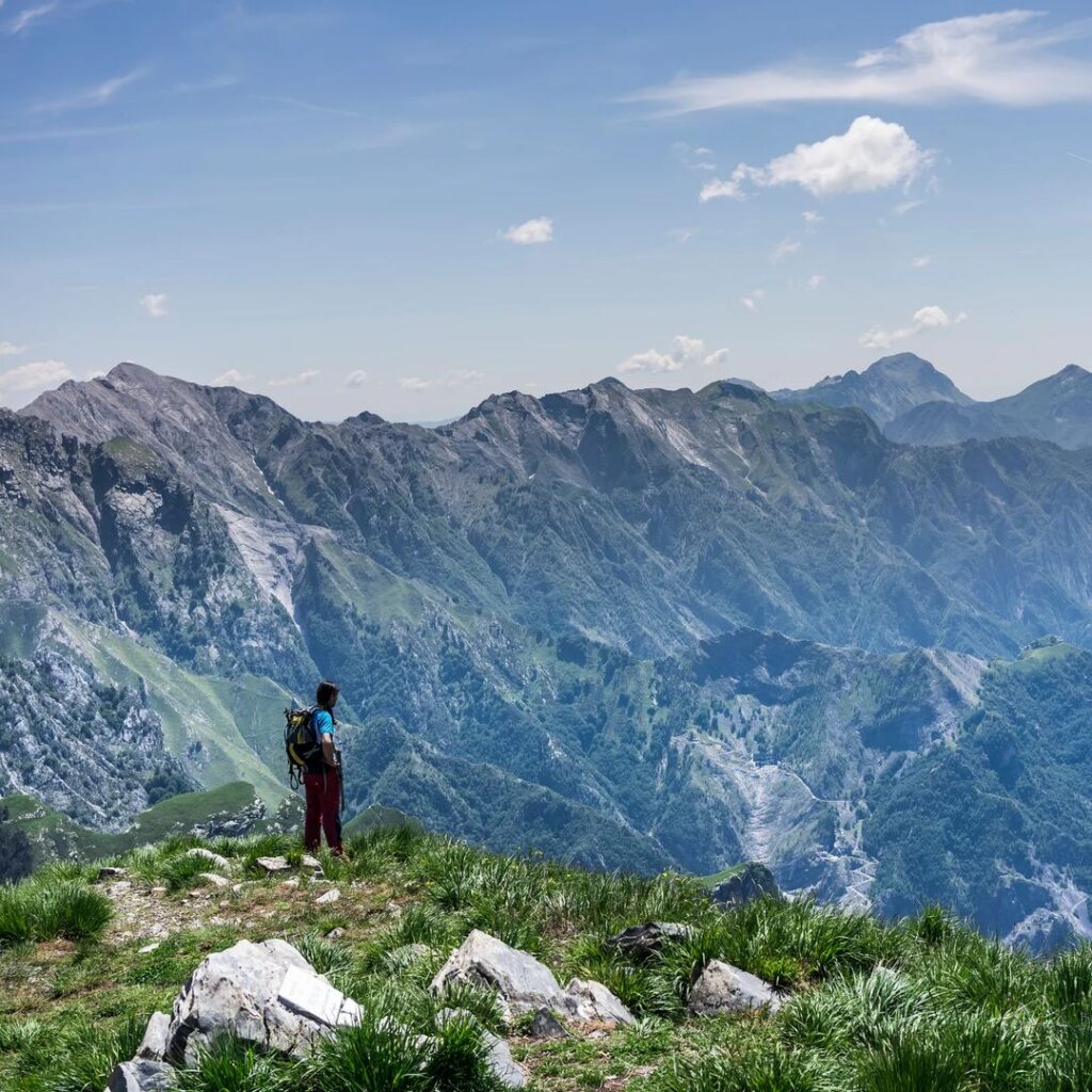 Person hiking in Tuscany